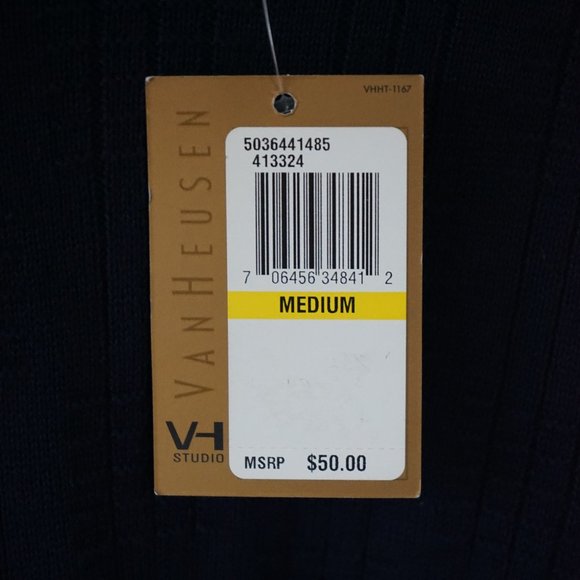 New! Van Heusen Studio Men's Medium Blue Sweater RN# 36543 - Picture 3 of 7